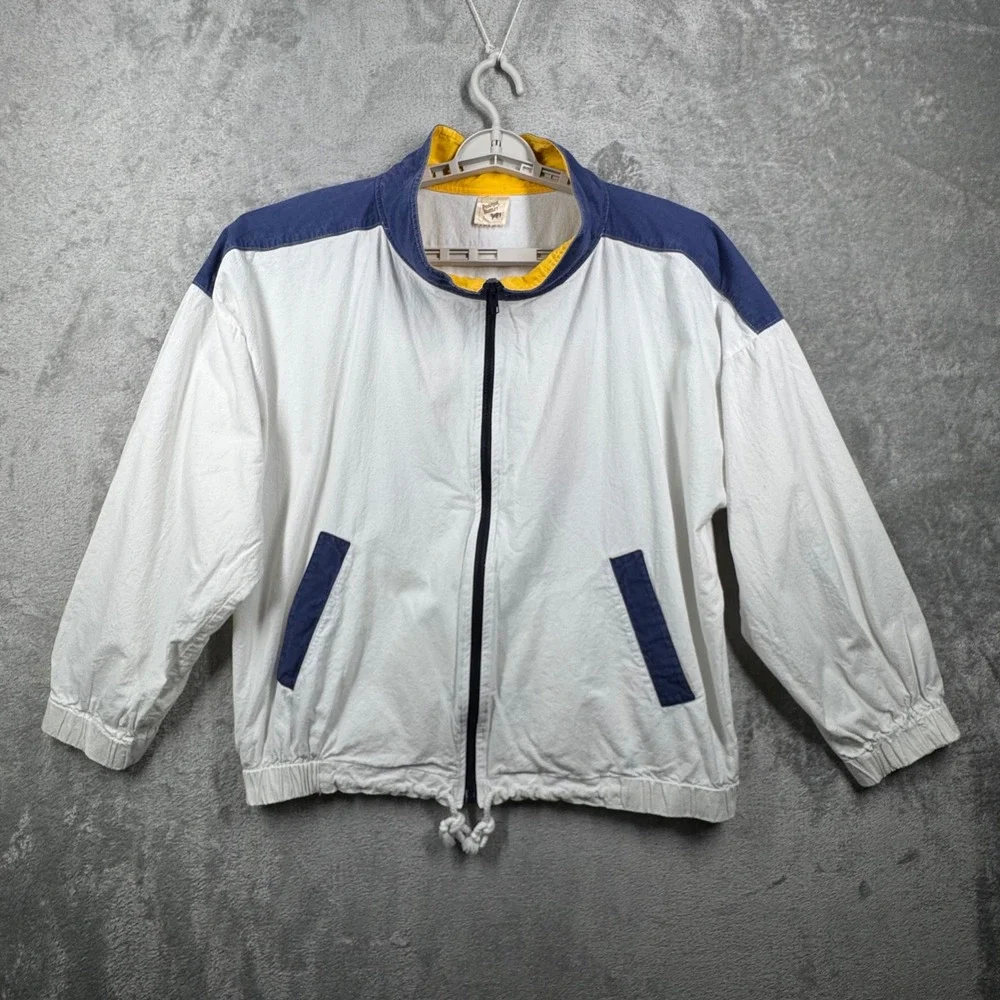 Vintage Peanut Butter‎ Jelly Jacket Women's Large White Blue Golf Embroidered